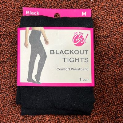 NEW On The Go Blackout Tights Black Size Med 5’3”-5’10” 110-160 lbs Footed