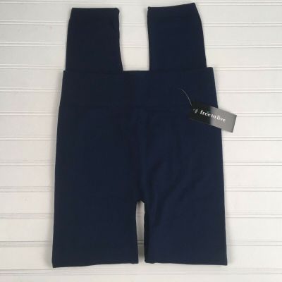 Free To Live Blue Fleece Lined Leggings Womens One Size NEW Stretch