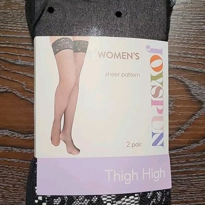 Joyspun Women's Sheer Pattern Thigh High Tights - 2 Pair - Polka Dots- NEW