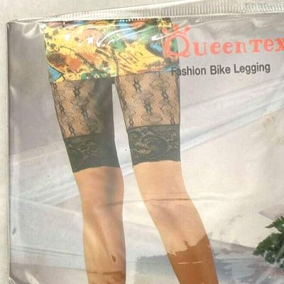 Black QueenTex Bike Footless Tights Sheer Fishnet Mesh Sexy Pantyhose OS S M L