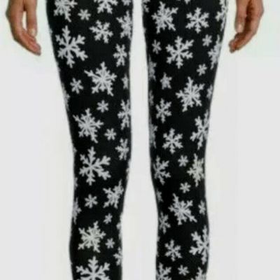 NOBO No Boundaries  Junior's Women's Ankle Leggings Snowflake LG 11-13 Black