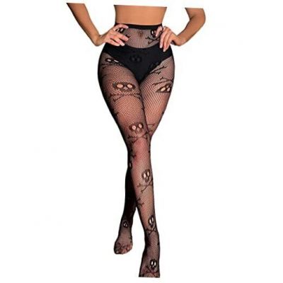 Fishnet Stockings Sexy High Waist Tights Spider Thigh High One Size Skull