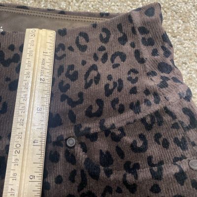 Suave Tummy Control Corduroy Leggings Animal Print Brown Small Pockets Cougar