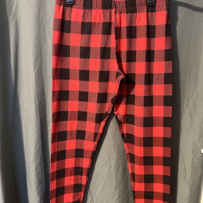 NWT Women's Plaid Pull-On Leggings Bright Red & Black Size L (11-13)