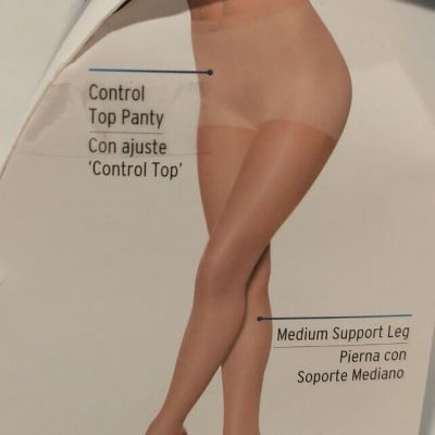 L'eggs Sheer Energy Control Top Medium Support Leg Pantyhose Nude Size Q Large