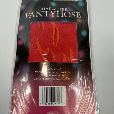 Vtg 80's It's Fun Tyme Party Character Pantyhose BRIGHT RED FLAMES Fire NEW