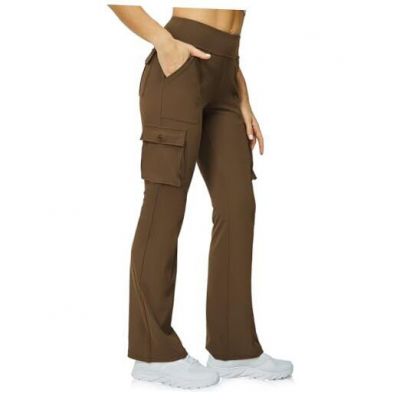 Yoga Flare Leggings for Women High Waisted Yoga Casual Pants Small Brown