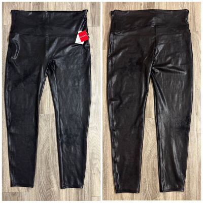 Spanx Faux Leather Leggings  Biker Moto Grunge Shiny Pants Black Plus Sz 3X NEW