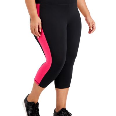 allbrand365 designer Womens Activewear Plus Size Colorblock Capri Leggings,1X