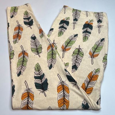 NEW LuLaRoe TC2 Leggings TAN Feather Bird UNICORN COLLECTION Animal Zoo Tribal