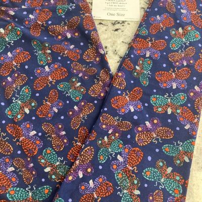 LuLaRoe One Size Purple with Orange, Teal, & Purple Butterflies and Polka dots