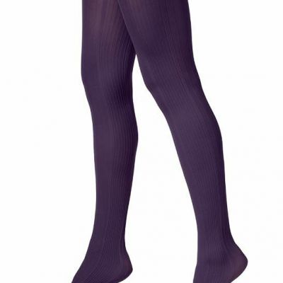 Hue Aubergine Purple Variegated Stripe Rib Tights w/ Control Top Size M/L U16776