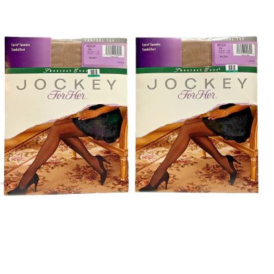 Jockey For Her Control Top Pantyhose Medium Sand Sandlefoot Sheer 2 Pairs