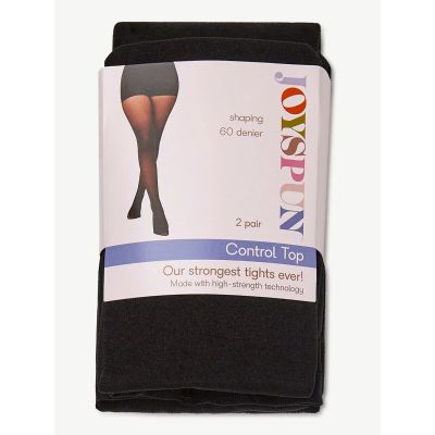 Joyspun Women's High Waist Shaping Tights, 2-Pack Size S