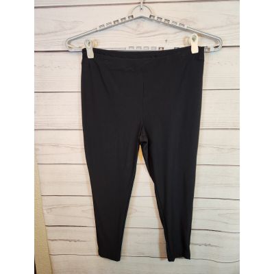 Terra & Sky Women's Black Solid Stretch High Rise Cropped Leggings Size 2X