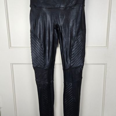 Spanx Black Faux Leather Moto Leggings Womens Size: M 28