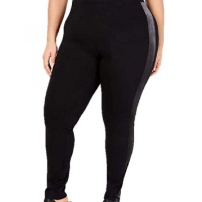 Style & Co Women's Plus Size Velour-Trimmed Leggings - 24W - Black - C446