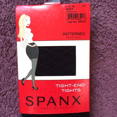 Spanx size B  Black  Diamond Foil  Tight End Shaping Tights  Style 951  NWT