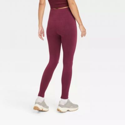 A New Day Women's Fleece Lined Leggings High Waisted Burgundy Size XXL