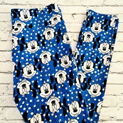 LuLaRoe Minnie Mouse Disney Leggings TC Tall & Curvy Polka Dot Blue