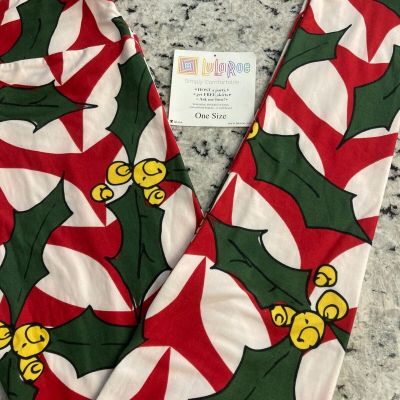 LLR One size Christmas Collection Red & White w/ Holly Sprigs and Berries