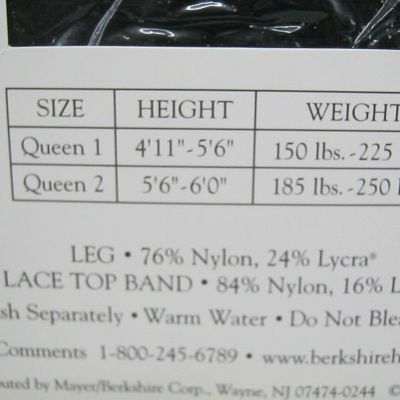 Thigh High Stockings Berkshire Queen Plus Size 1 Black Lycra Sandalfoot 1555