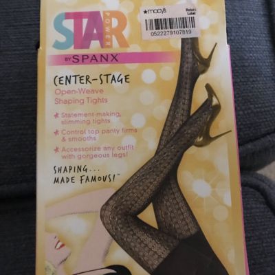 New STAR POWER SPANX CENTER-STAGE  open weave antique stripe Shaping Tights sz C