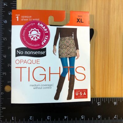 2 Pairs No nonsense Black Opaque Tights With Smart Temp Technology XL