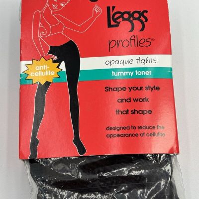 L’eggs Black Opaque Shaping Silky Anti Cellulite Tights Nylons Medium Brand New