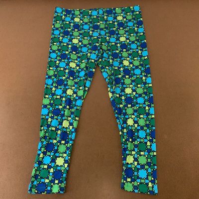 Lesley Evers Women's Size 2X Stained Glass Green Pull On Reese Leggings New