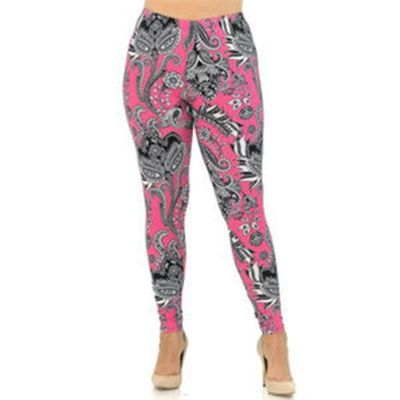 Plus Size Buttery Soft Vibrant Fuchsia Pink Paisley | Paisley Leggings