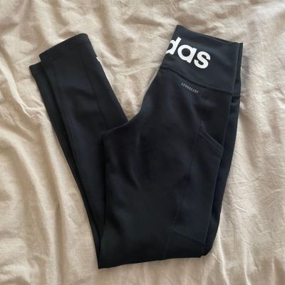 Adidas Aeroready Climalite 7/8 Length Leggings Black Logo Yoga Women's XS