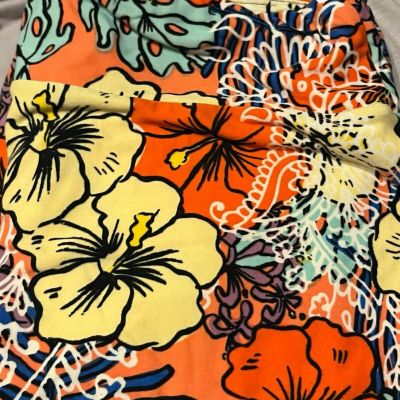 LuLaRoe TC2 Leggings Orange Multicolor Floral #21