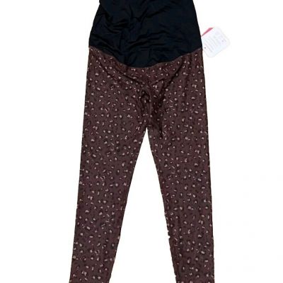 Over The BelIy Isabel Maternity Leggings Brown Leopard Active CrossOver Panel