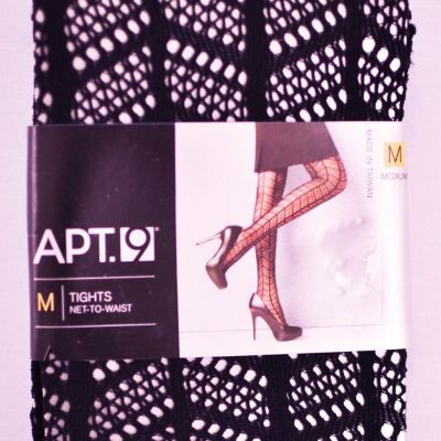 women's APT. 9 tights size medium black nylon spandex net to waist msrp $12