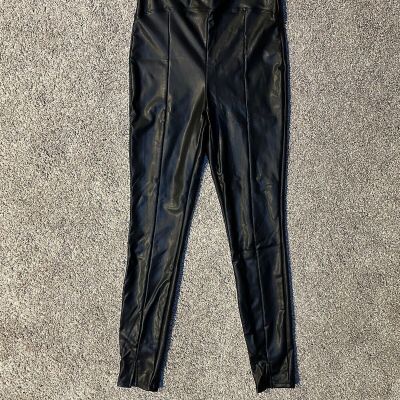 Express Faux Leather Leggings With Slits In Front Xs