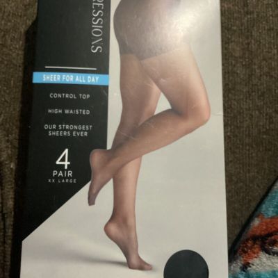 Pantyhose 4 pack size XXL color black