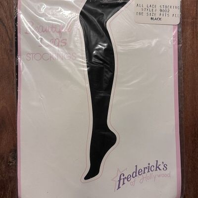 Fredericks Of Hollywood Lace Stockings Beautiful Legs Vintage Black One Size