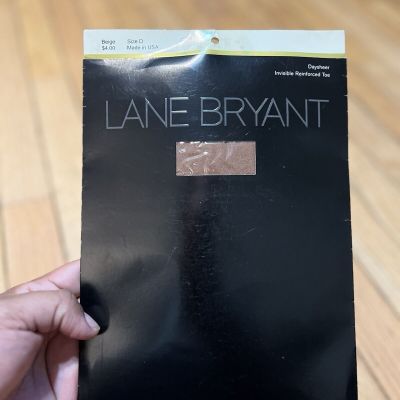 lane bryant pantyhose stockings Daysheer Size D Made In USA Beige Reinforced Toe