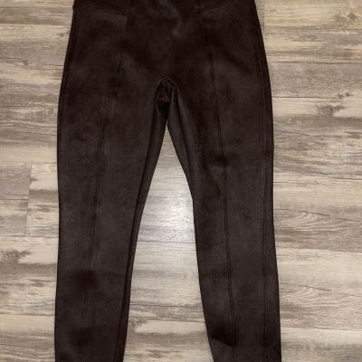 Spanx Faux Suede Stretch Leggings Rich Brown Womens Size M