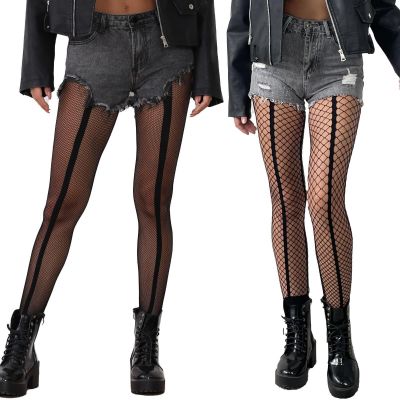 Fishnet Tights Plus Size Striped Fishnets Footless Fishnet Stockings for Women