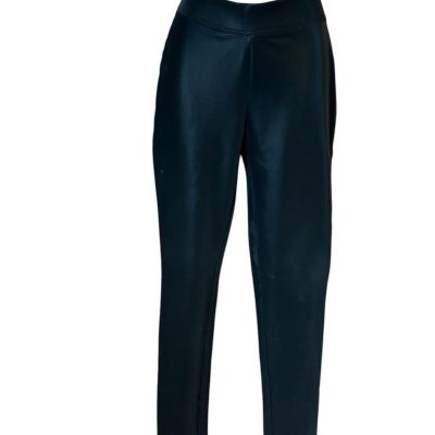 Roma Concept Women's Black Pull-on Faux Leather Curvy Fit Legging Pants Size M