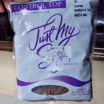 NEW Just My Size Plus Size 4X Control Top Suntan Reinforced Toe Pantyhose