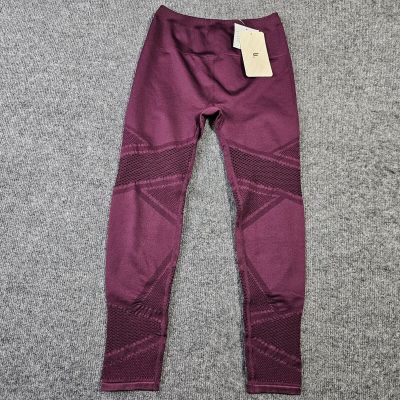 NWT Fabletics Mosaic 7/8 Leggings Womens Small Burgundy High Waist Running