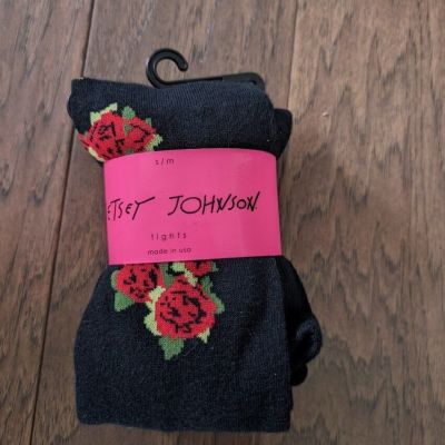 BETSEY JOHNSON Vintage Rose Black Sweater Tights  - S/M
