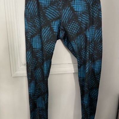 Lularoe Leggings “simply Comfortable” Size Large Women’s Aqua Blue & Black