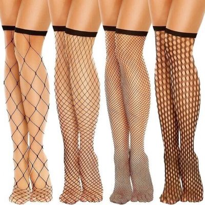 4PCS Women's Fishnet Knee Stockings Black Knee High Fishnet Socks Tights Lace...