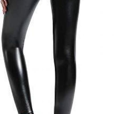 Tagoo Womens Stretchy Faux Leather Leggings Pants,  Black High Waisted, L