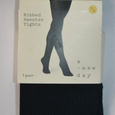 A New Day Ribbed Sweater Tights Black Womens Size S/M - NEW in package