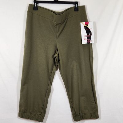 women with control olive leggings cropped band waist sz Lp casual support